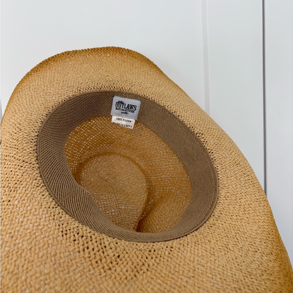 Outlaws‎ Cowboy Western Raffia Paper Straw Summer Festival Cowgirl Hat - Picture 11 of 15